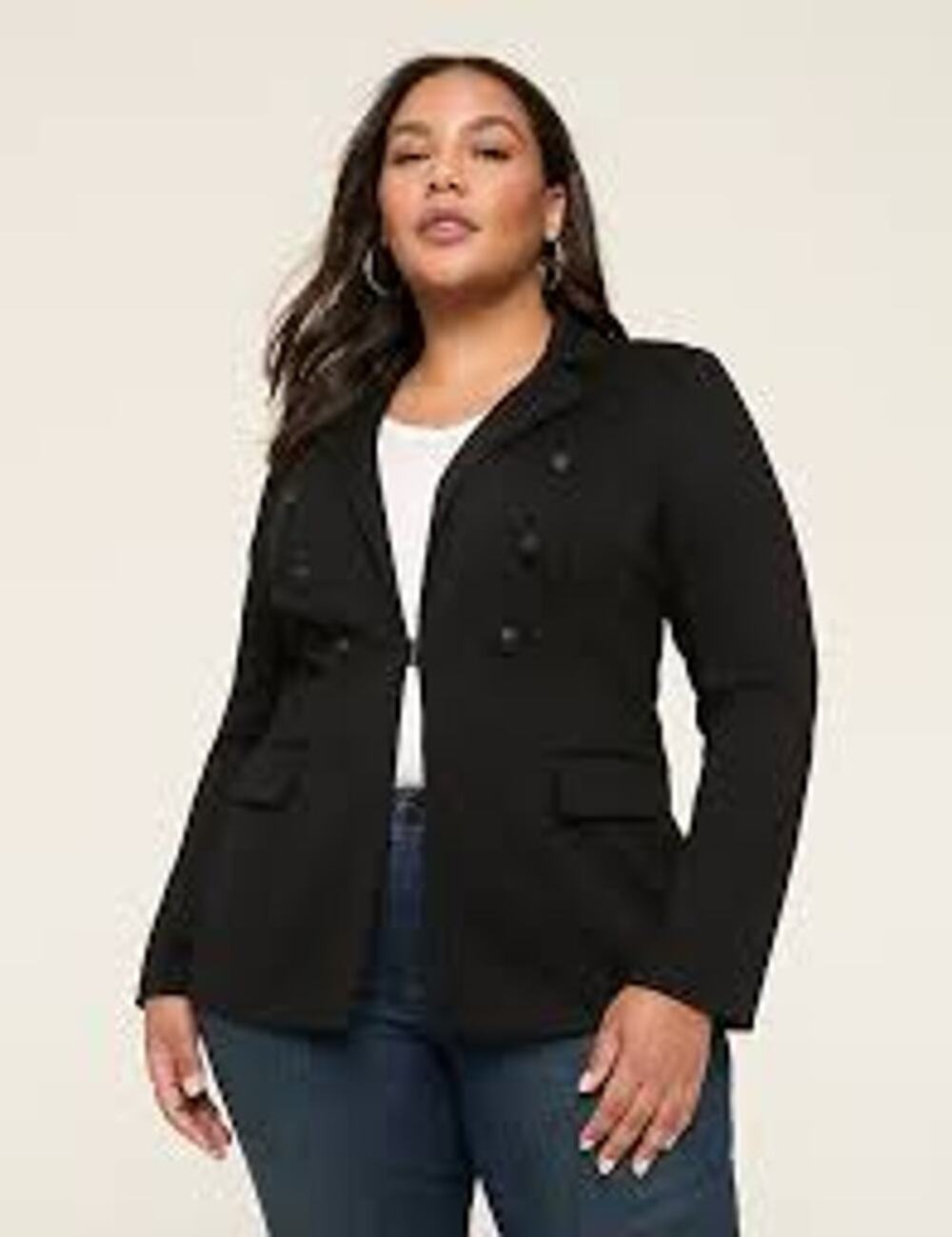 NWT Lane Bryant Black Jersey Knit "Bryant" 3 Button Single Breasted Blazer sz 18